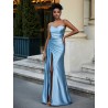 robe en satin bleu
